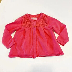 Made With Love Early Days Girls Pink Cardigan Sweater Size 6-9 Months Cotton